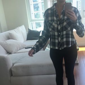 Rails Cropped Blue Green White Shirt (brand new)